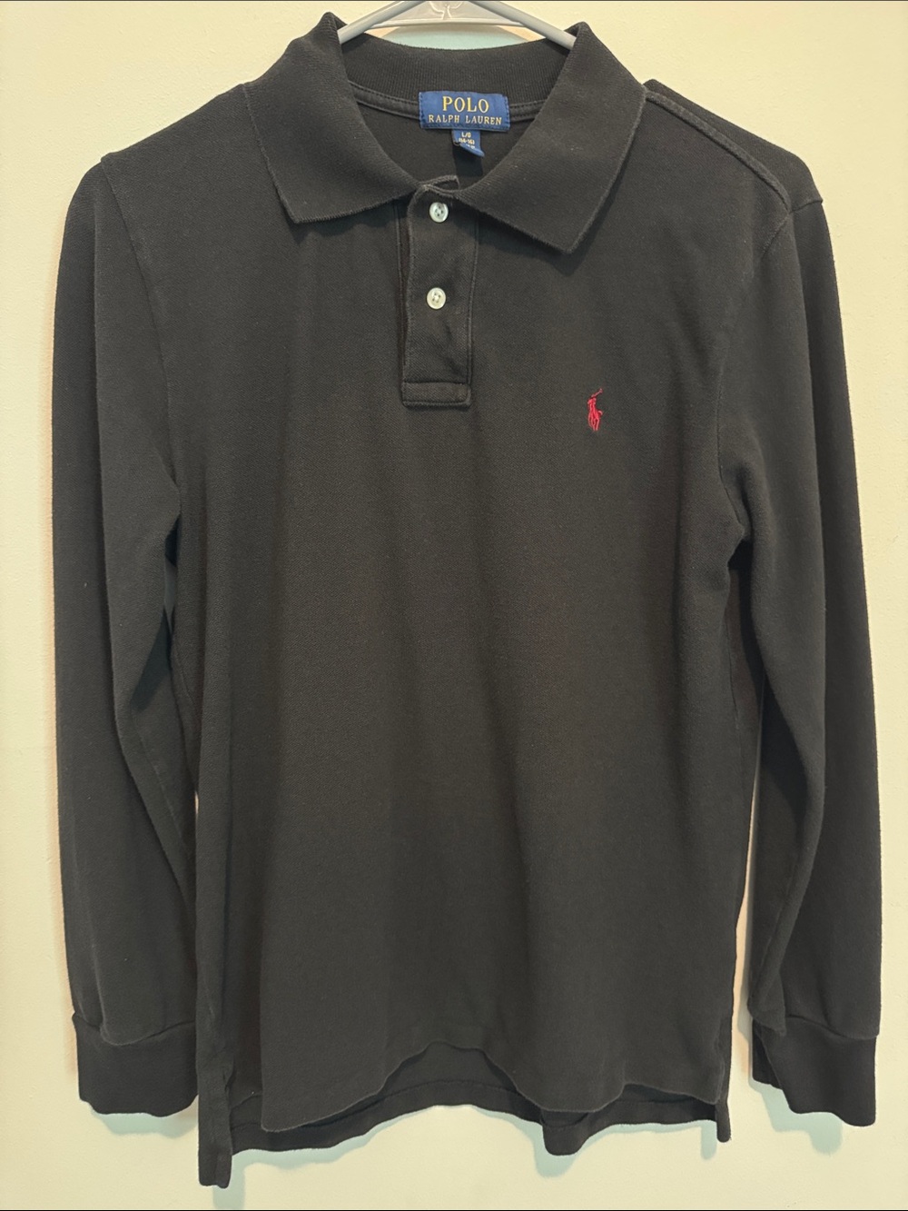Polo by Ralph Lauren Black Long-Sleeve Polo Boys size L (14-16)